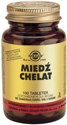  Miedź chelat aminokwasowy 100 tabletek  Solgar