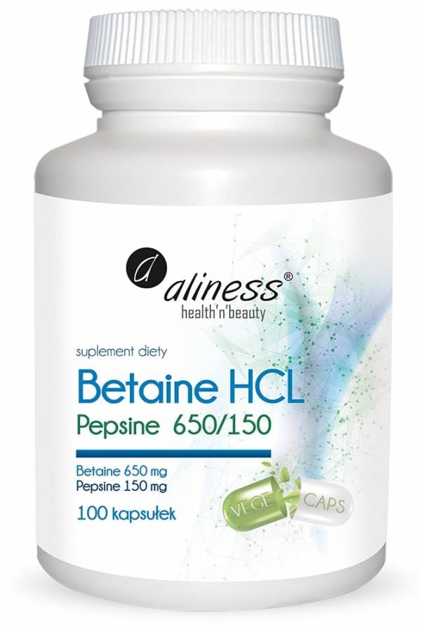 Betaine HCL, Pepsyna 650/150 mg x 100 kapsułek Aliness